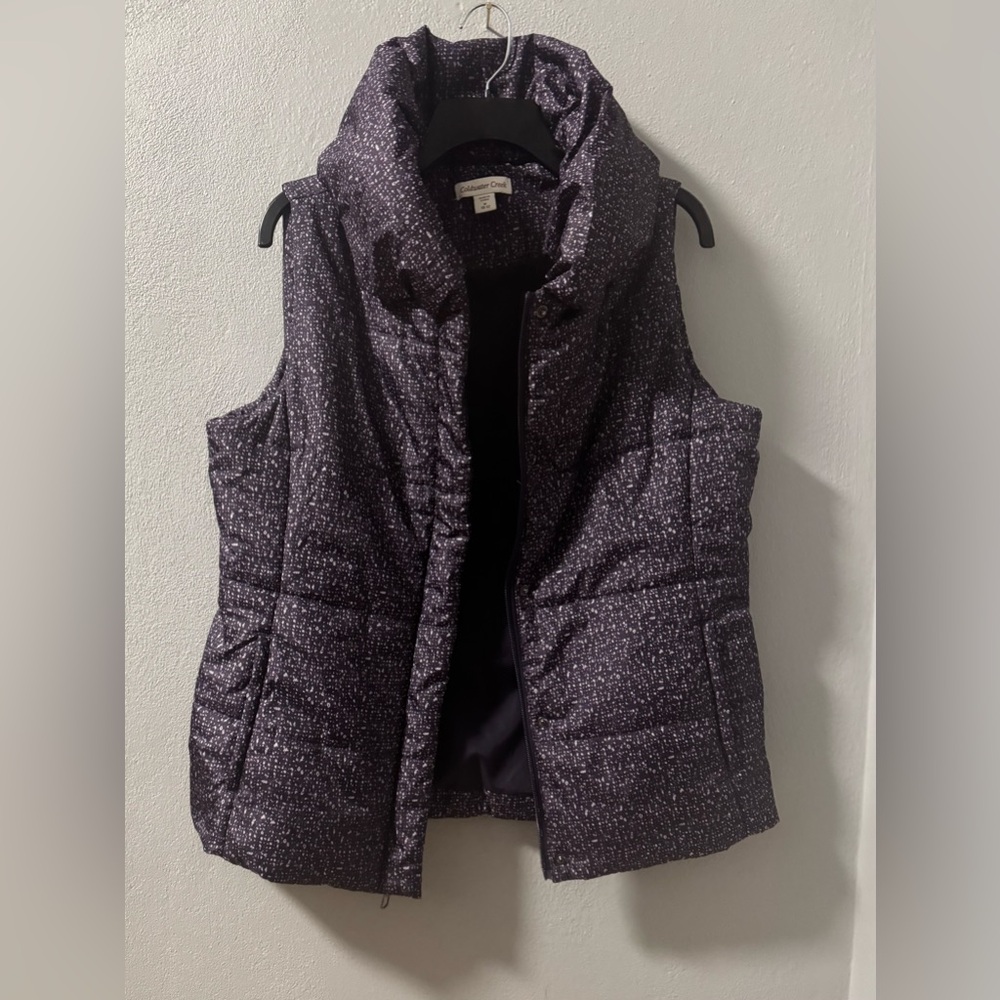 EUC-Coldwater Creek Purple/White Spotted Puffer Vest Jacket - Women’s M (10-12).